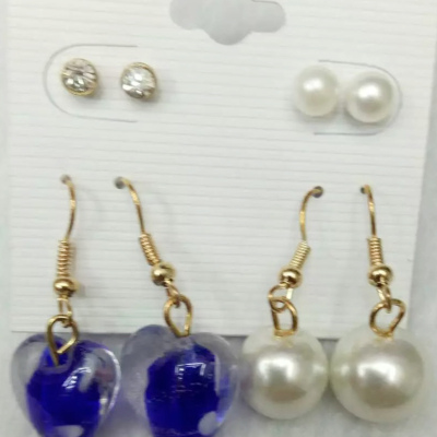 Korea Earrings purple heart with pearl earrings creative jewelry
