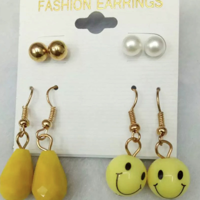 Korea Earrings yellow smile creative jewelry woman