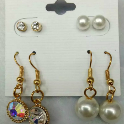 South Korea Earrings Rhinestones Earrings two pair female fashion accessories
