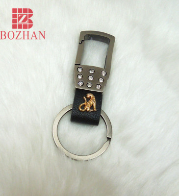 Exclusive custom black gun belt drill leather high-end quality buckle high-end metal custom keyring