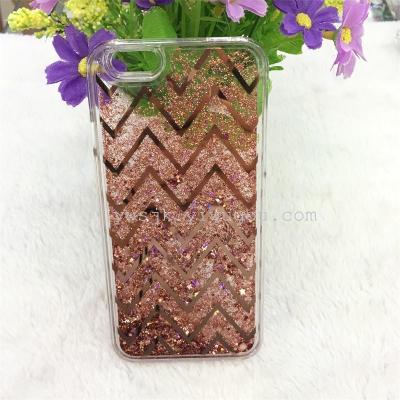 European and American IPhone7 Checkered Striped Triangle Plating XINGX Quicksand Glitter Phone Case Pc Hard Case