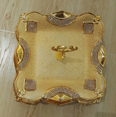 Ceramic fruit plate cake plate ornaments plate plating with diamond technology affordable
