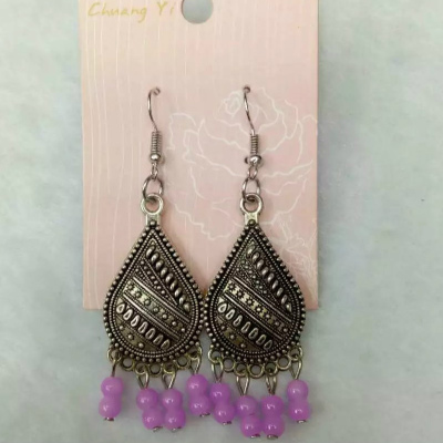 South Korea exotic earrings with purple beads all-match female creative jewelry