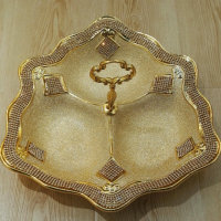 High - grade ceramic fruit tray with diamond handle cake plate ornaments plate