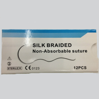 Disposable absorbable surgical suture, silk cord with needle medical supplies.