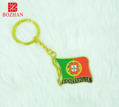 Ding custom color Portuguese flag key chain