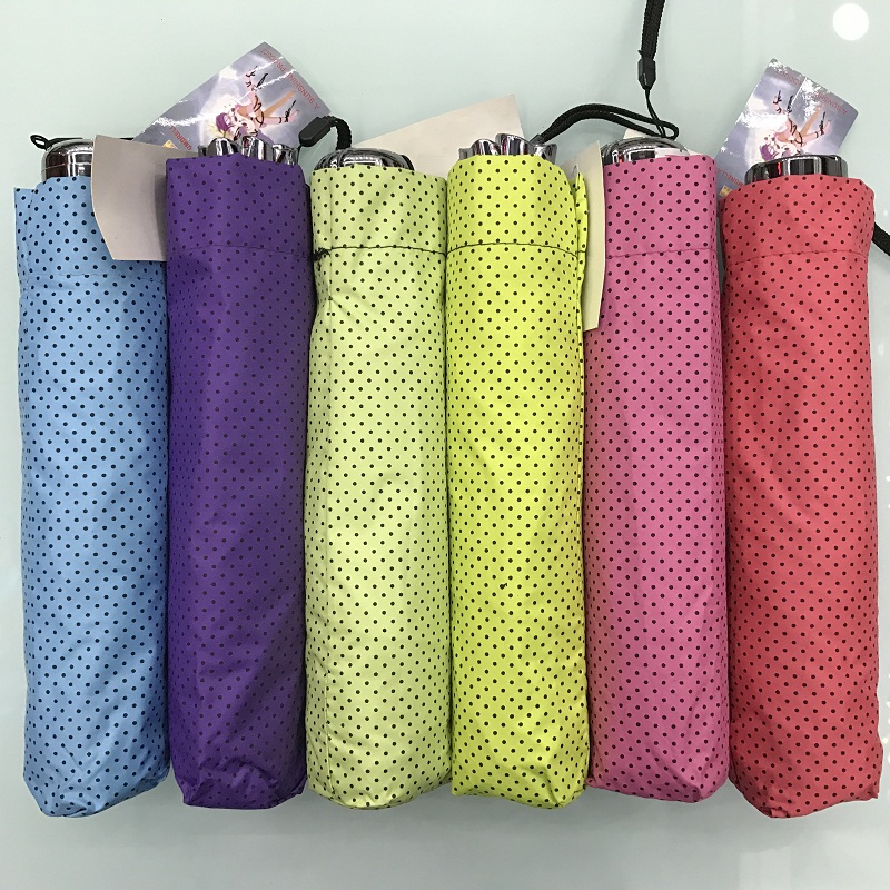 碰击布黑胶点点印花三折伞 晴雨伞 雨伞