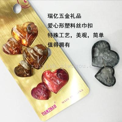 Popular Plastic Love Heart-Shaped Scarf Buckle Safety Pin Plastic Brooch Variety Muslim Kerchief Pin Scarf Buckle