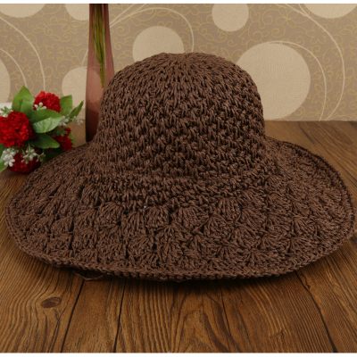 Sun hat lady foldable summer Sun hat with big curling brim straw hat Sun protection beach hat