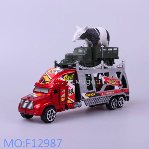 Hot Selling Stall Children‘s Toys Wholesale Inertia Cartoon Toys Car Animal Container Truck