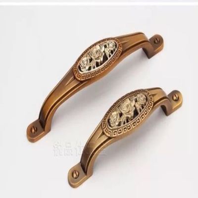 European style cabinet door handle antique silver copper coffee carved small drawer handle