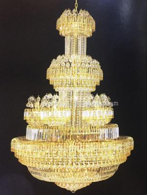Factory direct modern gold LED crystal pendant lamp double floor lamp simple living room lamp restaurant lamp