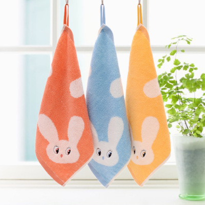 Kindergarten 30*30 cartoon rabbit scarf hanging towel