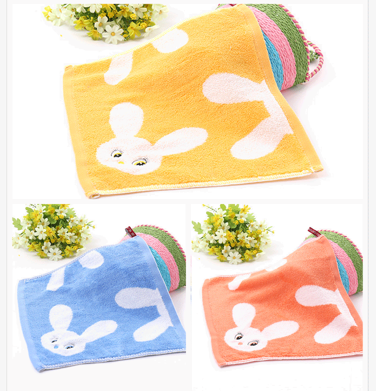 Kindergarten 30*30 cartoon rabbit scarf hanging towel