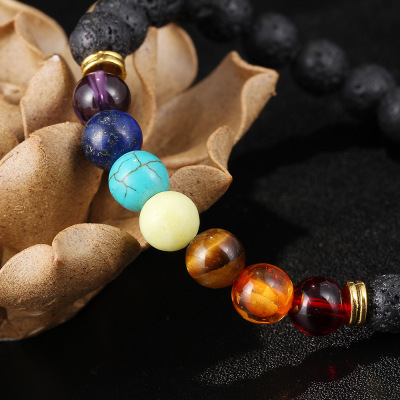 Natural stone agate molten rock 8mm volcano stone beads bracelets colorful energy Bracelet