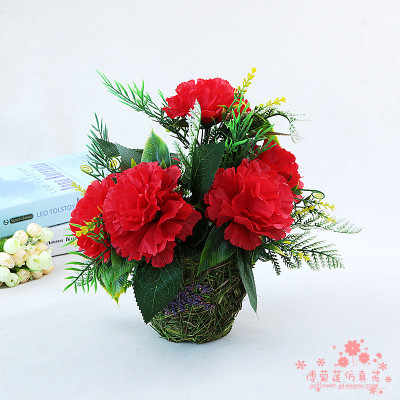 Handmade rattan flower basket flower simulation flower suit European pastoral decoration flower pot flower decoration.