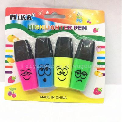 Mini Small Fluorescent Pen Strange Face Doll 6 Colors Small Marking Pen