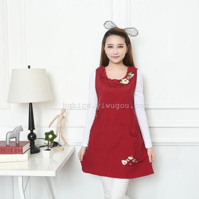 Korean checking decorative small doll, waterproof sleeveless apron sleeveless blouse