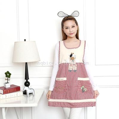 South Korean cotton patch calfskin antifouling dust - proof apron sleeveless smock vest