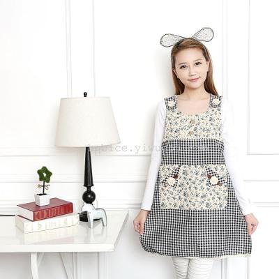 Korean handcrafted floral elegant cotton sleeveless apron anti - fouling dustproof sleeveless vest