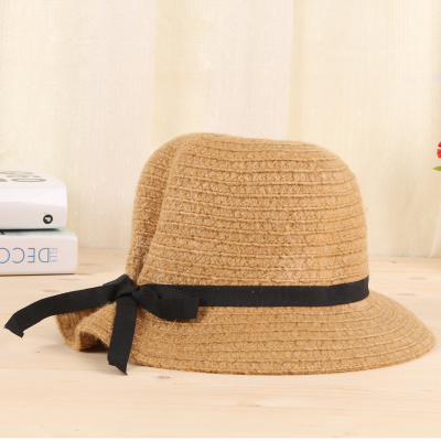 Cheng wen hat ladies Korean version woollen spring, summer and autumn British bowler hat autumn and winter sun hat