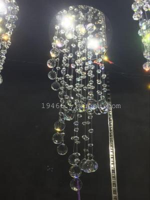 Rotating crystal chandelier crystal chandelier pendant lamp double staircase room