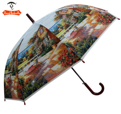 Anti ultraviolet ray scenery anti opaque straight rod umbrella