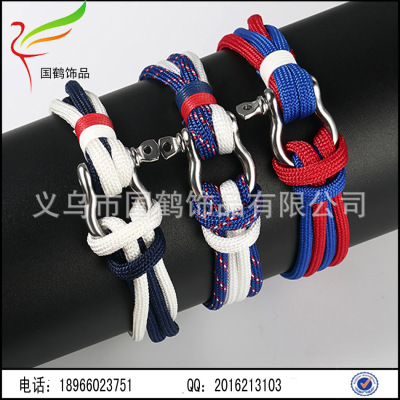 Outdoor life Bracelet seven core parachute rope emergency rope simple alloy U shaped buckle flag