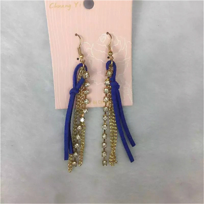 South Korea Korean blue velvet chain simple personality temperament female Earrings