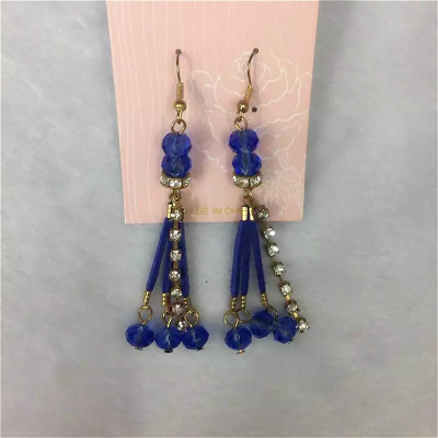Cute little diamond Korea velvet blue crystal earrings lady temperament