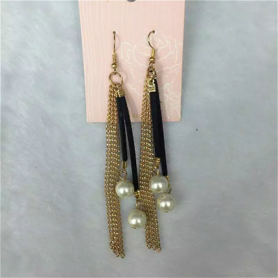 Simple chain crystal pearl earrings creative cashmere popular in Korea
