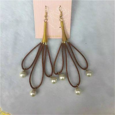 Cute little horn fashion pearl gray Korean hair style earrings