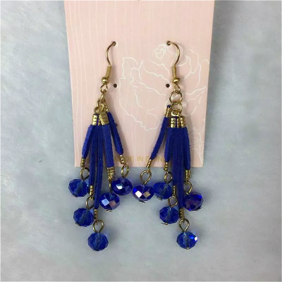 Europe and the United States popular cute little blue crystal fashion personality Earrings