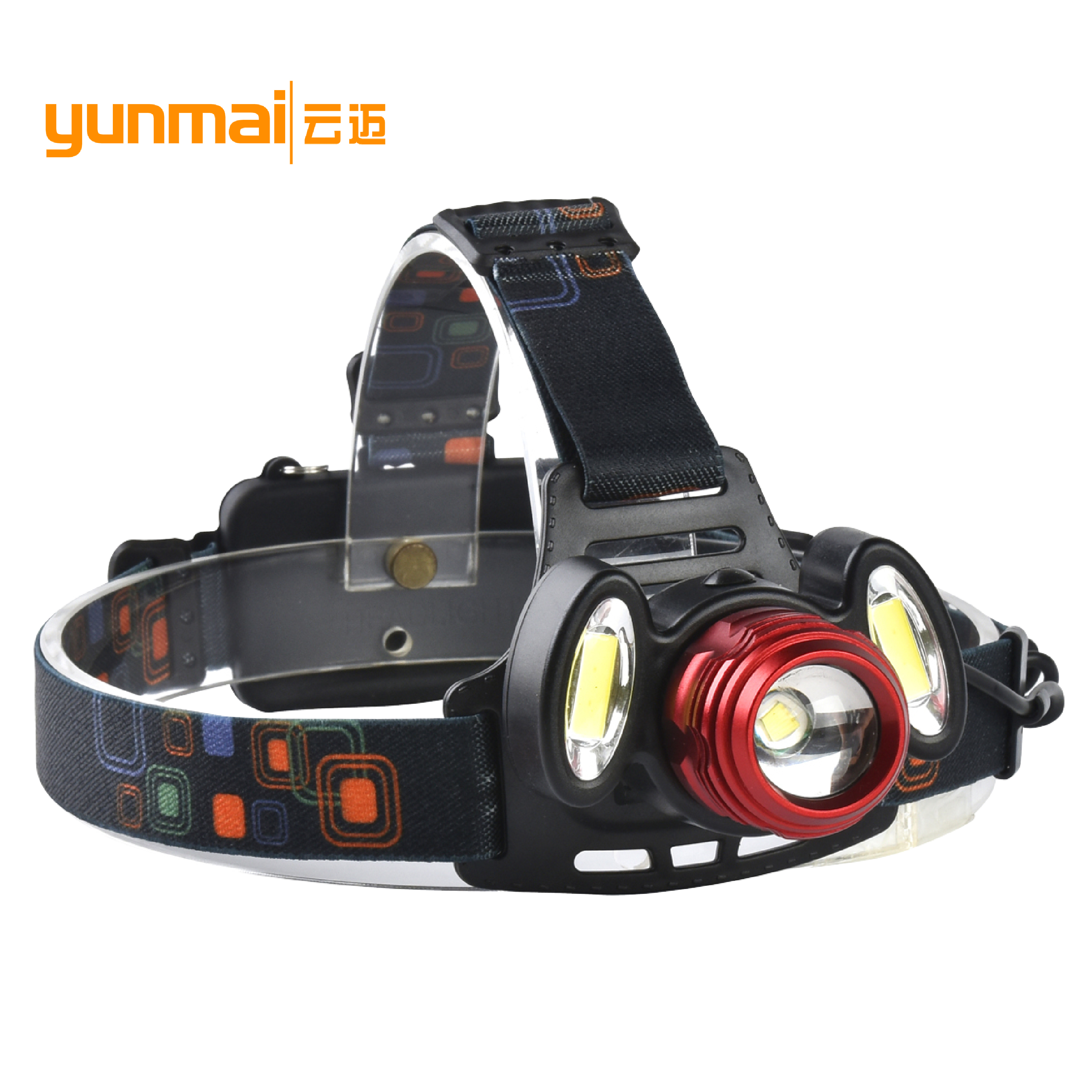 批发T6+COB强光头灯 可调节旋转变 夜钓头戴式手电筒