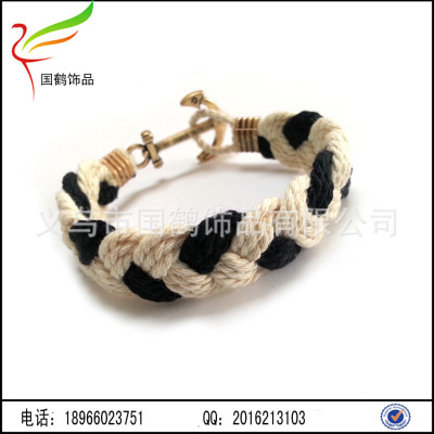 Popular cotton woven bracelet for men and women anchor wax wire braid Multi Strand Bracelet