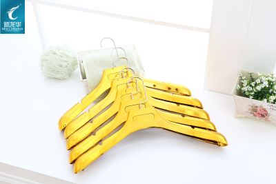 New longhua men electroplated gold plastic coat hanger clothes rack wholesale.