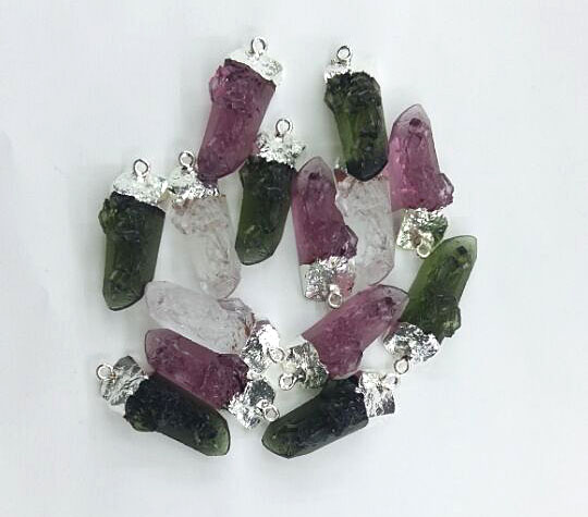 厂家直销仿天然石吊坠 镀边树脂吊坠 天然水晶吊坠