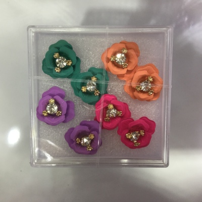 Rubber lacquer rose ear studs