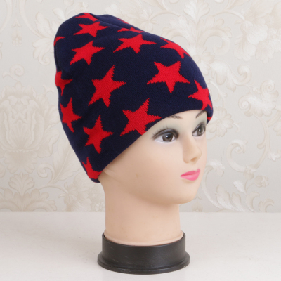The distortion of five-pointed star Jacquard Cap knitted Sport Cap wool Cap