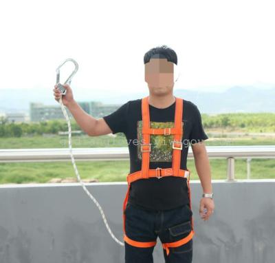Construction of a single large hook aerial work buffer anti fall safety belt European style five point safety belt