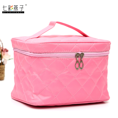 embroidered cosmetic bag plain color square make up pouch Manufacturer