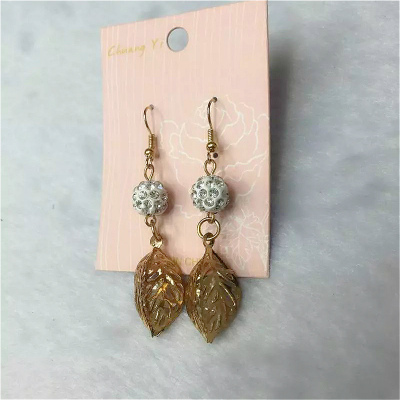 Korean version of the popular leaf shaped clay balls fresh cute earrings earrings