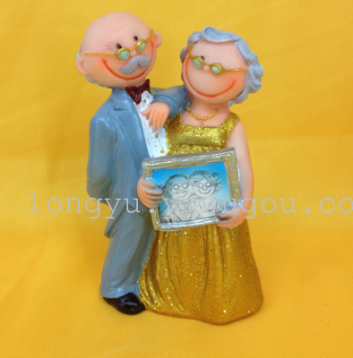 50-Year Golden Wedding Cartoon Character Wedding Decoration Modeling Resin Crafts