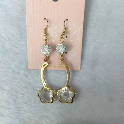 Lovely temperament clay ball flower crystal earrings creative trend