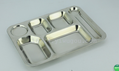304 Fast Food Plate Stainless Steel Snack Plate Fast Food Plate Lunch Box Thickened Thickened Thickened Canteen School Plate Kindergarten Lunch Box