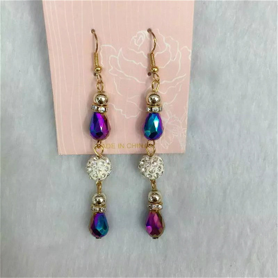 Popular color crystal ball clay temperament lovely lady creative Earrings