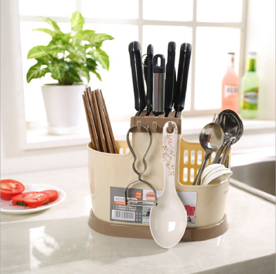 Knife Holder Chopsticks Cage Holder Kitchen Two-in-One Good Helper Storage Rack Plastic Knife Rest Drain Chopsticks Tube