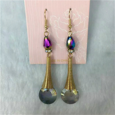 Cute little horn rings temperament Fashion Color Crystal Earrings Ms.