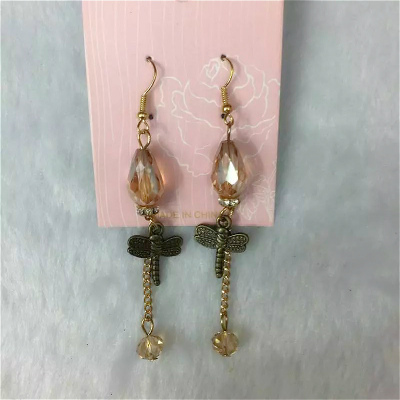 Lovely temperament crystal personality accessories small dragonfly creative Earrings