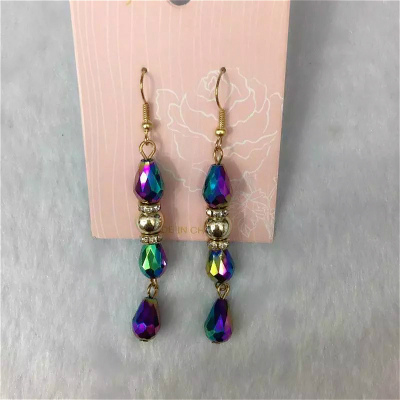 Fashion cute lady creative color crystal earrings rings